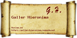 Galler Hieronima névjegykártya
